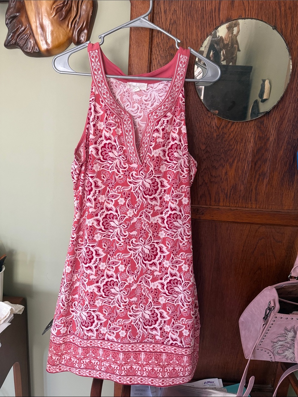 Pink Floral Sleeveless Shift Dress
